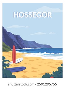 Beach Surfboards Coastal Landscape Illustration vector illustration