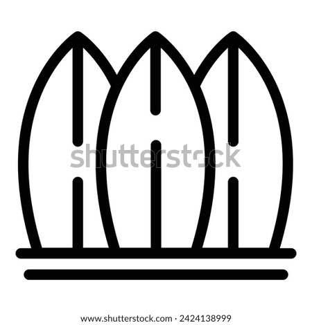 Beach surfboards icon outline vector. Australian culture. Center construction