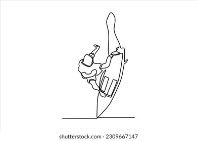Ilustración de línea continua de surfista de playa