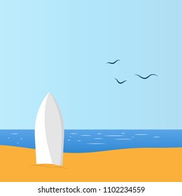beach with surfing board vector eps10