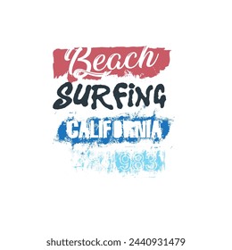 Beach Surfing California grunge Typography summer poster