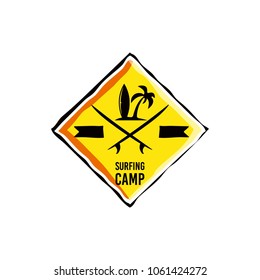 Beach Surfing Extereme Sport Logo Icon Template Design. Vector Illustration
