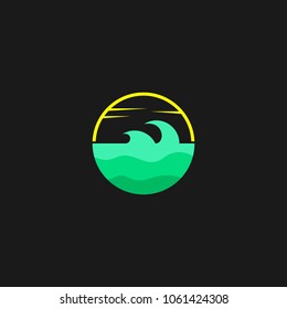 Beach Surfing Extereme Sport Logo Icon Template Design. Vector Illustration
