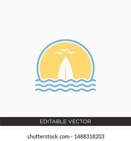 Beach surfing logo design concept