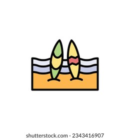 beach surfing vector type icon