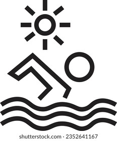 Beach Swimming Water Outline Icon