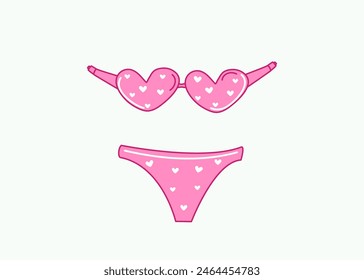 Beach swimsuit. Swimwear. Drawn icons, doodles. Summer holiday at sea, relaxation. Vector illustration on isolated background.