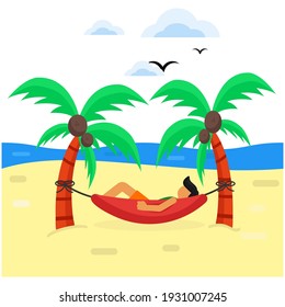 beach swing flat illustration of vector graphic