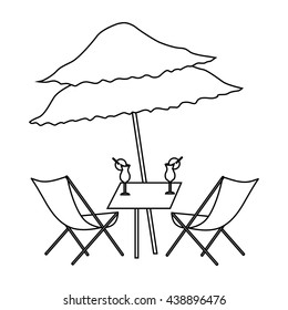 Beach table with cocktails icon, outline style