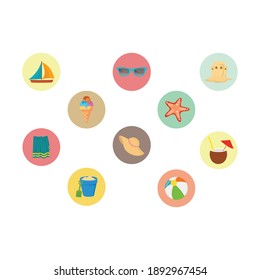 Beach Ten Fill Icon Bundle 