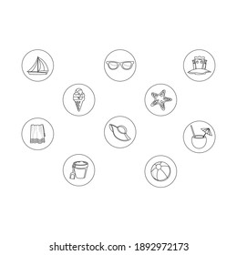 Beach Ten Outline Icon Bundle 