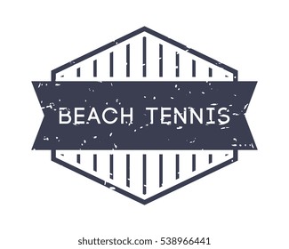 beach tennis badge, vector logo, sport label, grunge stamp, vintage style