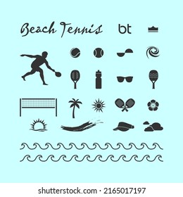 Beach Tennis Design Elements Set.