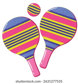 Raquetas de tênis de praia e bola . Esportes de verão equipamentos Vetor Ilustração