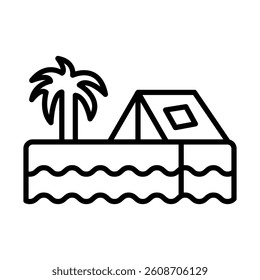 Beach Tent Vector Line Icon Design
