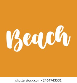 texto de playa sobre fondo naranja.