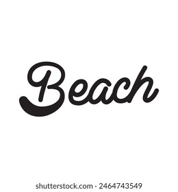 Strandtext auf weißem Hintergrund.