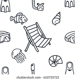 Beach theme doodle seamless pattern