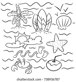 Beach Theme Doodle Set