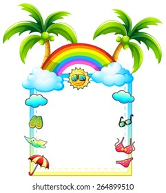 Beach theme frame on white background