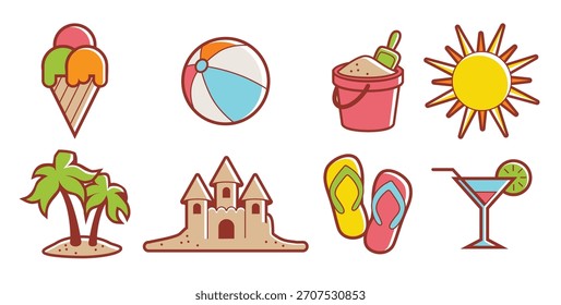 Ilustración de Vectores de icono de tema de playa