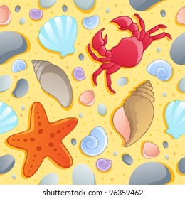 Beach theme seamless background 1 - vector illustration.