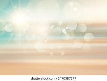 beach themed abstract blur background with sun rays