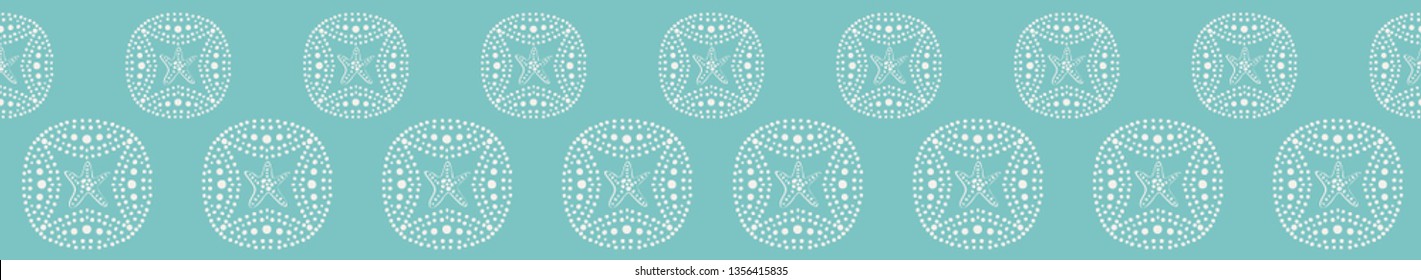 Beach themed abstract seamless border. Rounded shapes made from pearl like dots create an elegant background for paper and textile edges, ribbon, fashion and graphic design use.