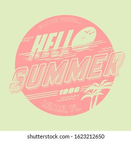 Beach themed vector graphics for t-shirt.