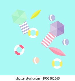 Cosas de playa, ilustración, vector sobre un fondo blanco.