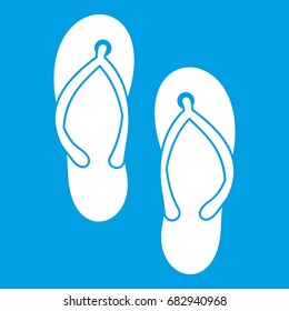 Beach thongs icon white isolated on blue background vector illustration