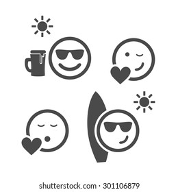 Beach Time and Love - Emoticon Set