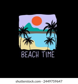 Beach Time Summer sunset palm tree poster