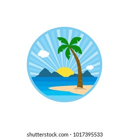 beach time tropical island summer vacation vector art logo template