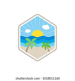 beach time tropical island summer vacation vector art logo template