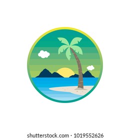 beach time tropical island summer vacation vector art logo template