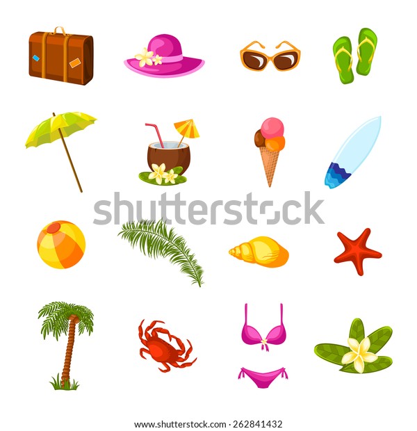 Illustration Set Cute Summer Material Stock Vector Royalty Free Shutterstock