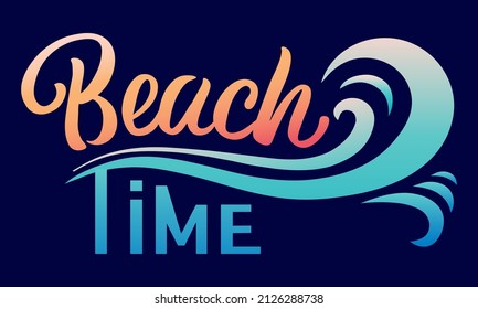 Beach time vector design template for printable sign and card