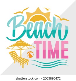 Beach Time Vector Illustration Silhouette