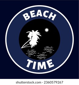 beach time vintage logo design vector illustration