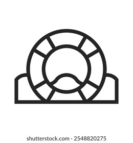 beach tire line icon, for safe swimming at the beach. with a white background. vector eps 10