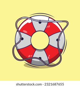 neumáticos de playa salvavidas vectorial ilustración de dibujos animados. un bonito salvavidas con neumáticos vectoriales aislados. estilo de dibujos animados planos.