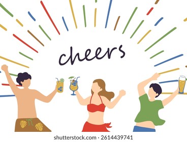 Beach Toast Celebration with Friends Illustration
