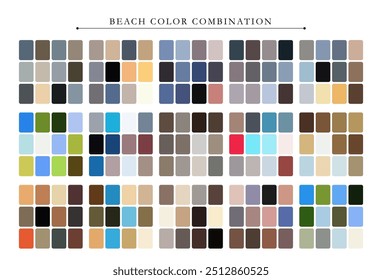 Beach tone color palette. Trend color palette guide template. Fit for fashion designers, business, and paints colors company. Match combinations. Vector graphics. Eps 10.