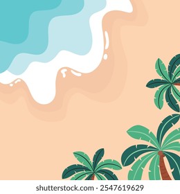 Beach from the top background in flat art