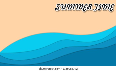 Beach from the top background in flat style and The summer holidays background 