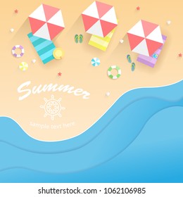 Beach top view background. For banner, web site, poster and placard. Userful for backdrop and wallpaper. Creative art concept, vector illustration, eps 10