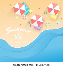 Beach top view background. For banner, web site, poster and placard. Userful for backdrop and wallpaper. Creative art concept, vector illustration, eps 10