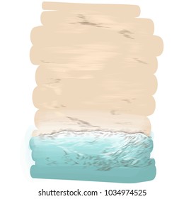 beach top view sand and sea wave sketch vector graphic colored drawing