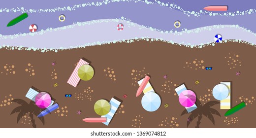 Beach top view. Summer holidays background. Exotic isle and sea